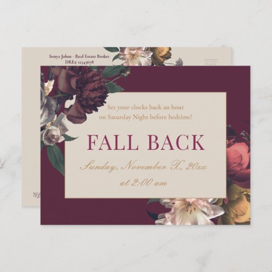 Fall Back Business Realtor Mailer Postkarte (Vorne/Hinten)