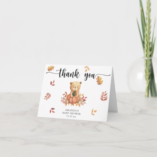 Fall Bär mit Kürbis - vielen Dank Dankeskarte (Vorderseite)