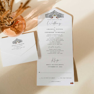 Fall Barn   Kleine Zeremonie   Empfang Hochzeit All In One Einladung