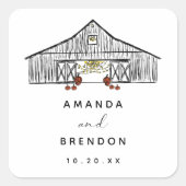 Fall Barn Pumpkins Hochzeit Quadratischer Aufkleber (Vorderseite)