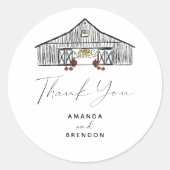 Fall Barn Pumpkins Hochzeit Vielen Dank Runder Aufkleber (Vorderseite)