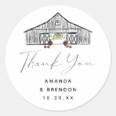 Fall Barn Pumpkins Hochzeit Vielen Dank Runder Aufkleber (Vorderseite)