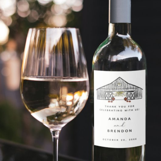 Fall Barn Pumpkins Hochzeitwein Weinetikett