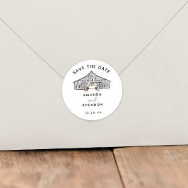 Fall Barn Pumpkins Save the Date Runder Aufkleber