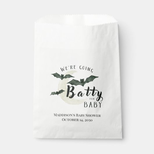 Fall Batty für Baby-Bat Halloween-Babydusche Geschenktütchen (Vorderseite)