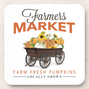 FALL BAUERN MARKT PUMPKIN UND SONNENBLUMEN GETRÄNKEUNTERSETZER