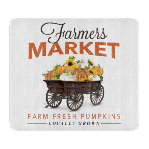 FALL BAUERN MARKT PUMPKIN UND SONNENBLUMEN SCHNEIDEBRETT