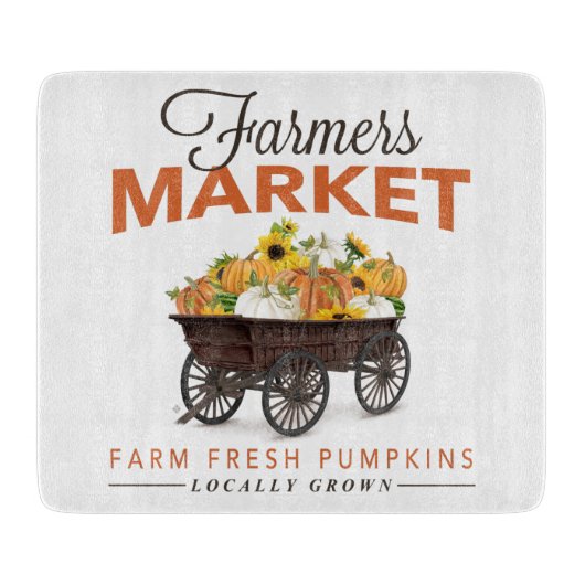 FALL BAUERN MARKT PUMPKIN UND SONNENBLUMEN SCHNEIDEBRETT (Vorderseite)