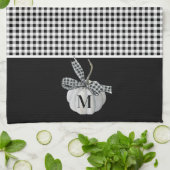 Fall Bauernhof Pumpkin Schwarz-weiß Buffalo Karier Geschirrtuch (Gefaltet)