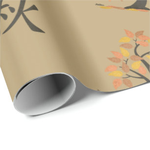 Fall-Baum des Herbst-(秋) verlässt Geschenkpapier