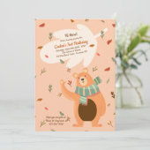 Fall Bear Birthday Party Einladung (Stehend Vorderseite)