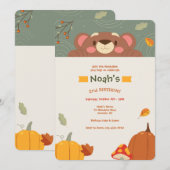 Fall Bear Birthday Party Einladung (Vorne/Hinten)