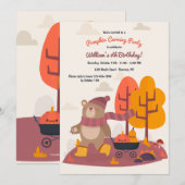 Fall Bear Hauling Pumpkins Einladung (Vorne/Hinten)