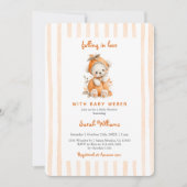 Fall Bear Pumpkin Baby Dusche Einladung (Vorderseite)