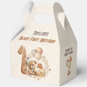 Fall Bear Pumpkin Boy 1. Geburtstag Groß Geschenkschachtel (Rückseite)