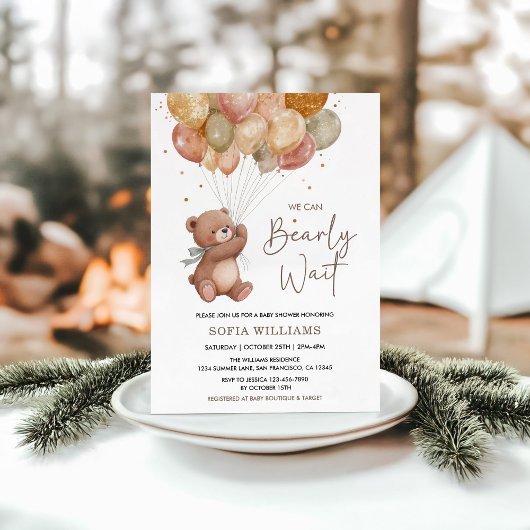 Fall Bearly Wait Baby Shower Gender Neutral Einladung