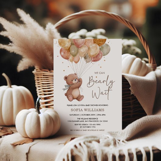 Fall Bearly Wait Baby Shower Gender Neutral Einladung