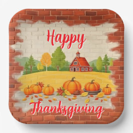 Fall Beautiful Trendy Happy Thanksgiving Pappteller
