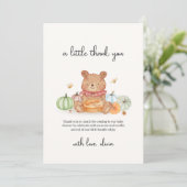 Fall Bee Süsse Pumpkin Pie Teddy Bear Baby Dusche Dankeskarte (Stehend Vorderseite)
