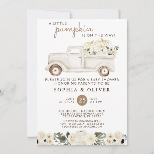 Fall Beige Brown Geschlecht neutrale Paare Dusche Einladung (Vorderseite)