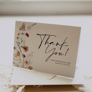 Fall Beige Floral Baby Dusche Danke Karte