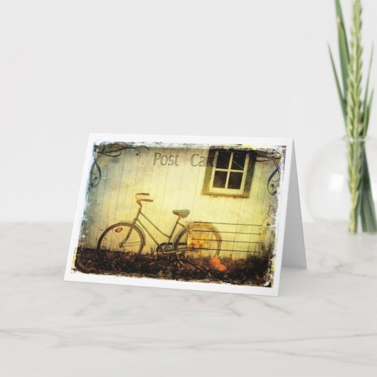 Fall Bicycle Postcard Textur Karte (Vorderseite)