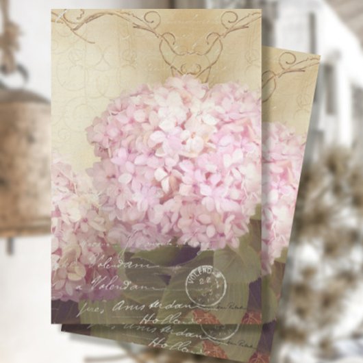 Fall Bird Floral Pink Hydrangea Ephemera Decoupage Seidenpapier