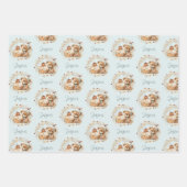 Fall Birthday Boy Niedlich Bären Pumpkins Blue Bei Geschenkpapier Set (Vorderseite)