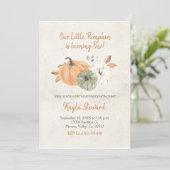 Fall Birthday Little Pumpkin ist eins Einladung (Stehend Vorderseite)