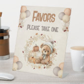 Fall Birthday Pumpkins Teddy Bear Pedestzeichen Sockelschild (In Situ)