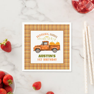 Fall Birthday Truck Napkin - Custom Serviette