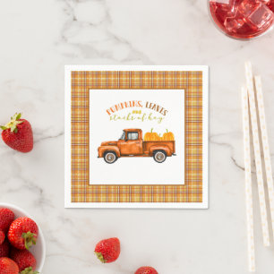 Fall Birthday Truck Napkin Serviette