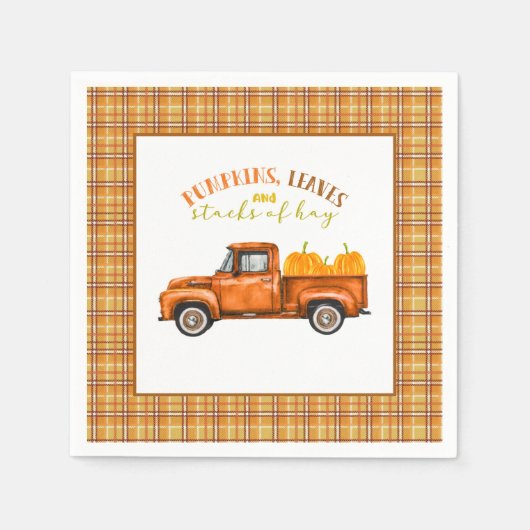 Fall Birthday Truck Napkin Serviette (Vorderseite)