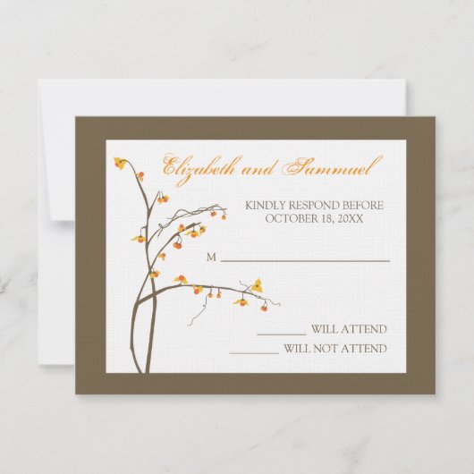 Fall Bittersweet Wedding RSVP Card Karte (Vorderseite)
