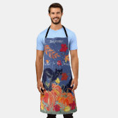 Fall Black Cat Blätter Pumpkin Custom Halloween Schürze (Getragen)