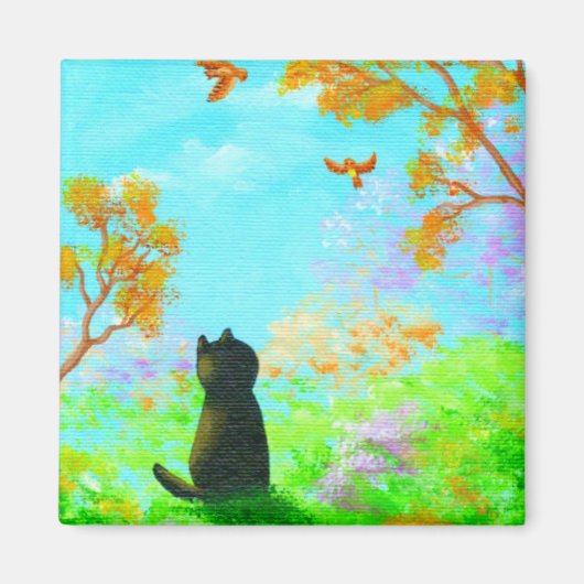 Fall Black Cat Creationarts Magnet (Vorne)