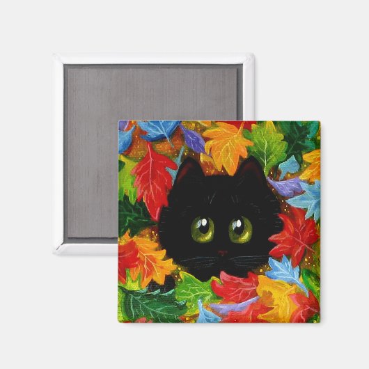 Fall Black Cats Creationarts Magnet (Vorderseite/Rückseite)