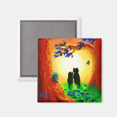 Fall Black Cats Creationarts Magnet (Vorderseite/Rückseite)