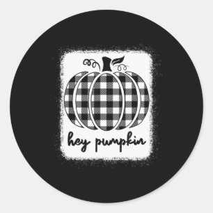 Fall Black und Weiß Kariert Hey Pumpkin 1 Runder Aufkleber