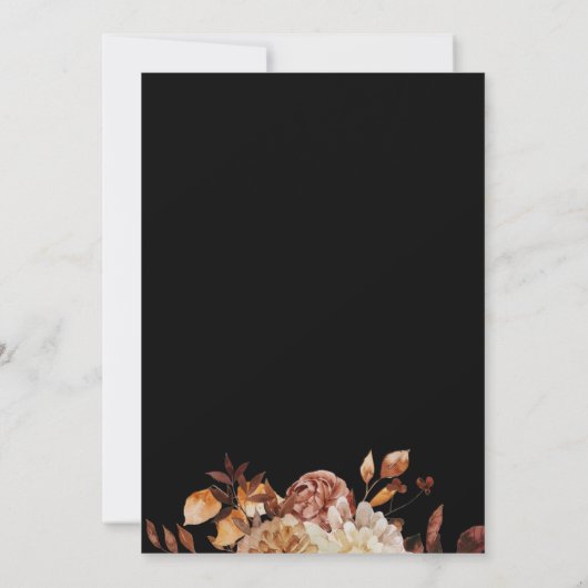 Fall Black Wedding Probe Dinner Einladung (Rückseite)