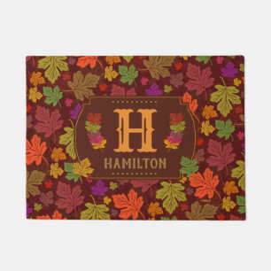 Fall-Blatt-mit Monogramm bunter personalisierter Fußmatte