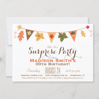 Fall Blätter Bunting Birthday Surprise Party Einladung