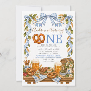 Fall Blau Brezel Oktoberfest Erster Geburtstag Einladung