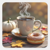 Fall Blessings, Warm Coffee and a Donut Quadratischer Aufkleber (Vorderseite)