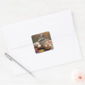 Fall Blessings, Warm Coffee and a Donut Quadratischer Aufkleber (Umschlag)