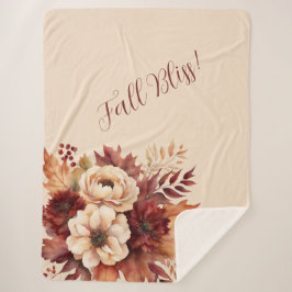 Fall Bliss-Aquarell Creme und Rote Blume- Sherpadecke