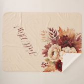Fall Bliss-Aquarell Creme und Rote Blume- Sherpadecke (Vorderseite (Horizontal))