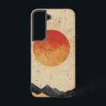 Fall "Blood Moon Horizon" Samsung Galaxy Hülle<br><div class="desc">Ein feuriger roter Mond schwebt über dunklen Bergen und erinnert an eine intensive und mystische Nachtlandschaft.</div>