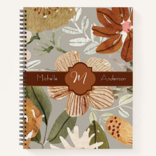 Fall Blooms auf Taupe Deluxe Spiral Notebook Notizblock