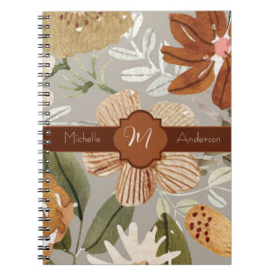 Fall Blooms auf Taupe Spiral Notebook Notizblock